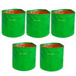 BAZODO Plant Grow Bags 15 Inch Dia X 15 Inch Height Round Grow Bags, 220 Gsm Hdpe, Strong, Hdpe Fabric Leafy Fruits Growing Containers For All Vegetable Plants Pack Of 5 (Green)