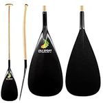 Z&J Sport Outrigger Canoe Paddle Wooden Shaft, Tahiti Style Hybrid OC Paddle with T-Handle, Durable OC Paddle for Waka AMA, va’a, Bent Shaft & 12 Degree Blade (L, 46")