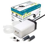 AllPondSolutions Aquarium Air Pump For Fish Tank Coldwater or Tropical up to 350 Litres - 2 Outlets - Ultra Quiet Oxygen Pump - Includes Airline Non-Return Valves and Air Stones - Complete Kit