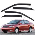 Lightronic WV94620 Outside-Mount Side Window Visor Deflector Rain Guard, Dark Smoke, 4-Pieces Set, Fits 2003-2008 Toyota Corolla Sedan