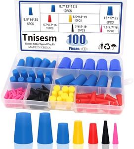 Tnisesm 100Pcs Silicone Rubber Tapered Plug Assortment Kits 1/16" to 1/2" for Masking Off Holes During Powder Coating, Painting, Hydro Dipping, Media Blasting