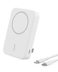 Belkin BoostCharge Pro Wireless Power Bank 10000mAh with Qi2, MagSafe Compatible Portable Charger + Built-in Pop-up Kickstand - For iPhone 16, 16 Plus, 16 Pro, 16 Pro Max, iPhone 15, and More - White