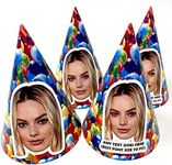 Personalised Party Hats - With Face Photo and Text of your choice - Custom Card kits For Birthdays, Weddings, Stag Dos, Hen Parties, 18th 21st 30th 40th 50th 60th - Balloons - Pack of 10