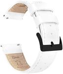 BARTON WATCH BANDS 18mm White Quick Release Leather Black Buckle Watch Band Strap