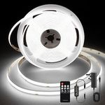 TTWAY COB LED Strip Lights, Dimmable LED Strip Kit 6000K, Super Bright 24V LED Tape Lights CRI90+ with RF Remote and UKCA Power Supply for DIY Home Decoration, 2M, 960LEDs, Cool White.