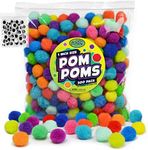 Carl & Kay [300 Pcs] 250 1 Inch Pom Poms & 50 Googly Eyes - Craft Pom Pom Balls - Pompoms for Crafts - Pom Pom for Crafts in Bright & Bold Assorted Colors - Large Pom Poms Arts and Crafts