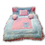 Pinks and Blues Full Sleeping 5 Piece Baby Bedding Set with Two Bear Shape Side Pillows (0-48 Months) (Pink Sky)