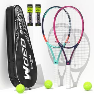Adult 2 Player Tennis Racket Perfect for Beginner and Professional Players, 27” Speed Tennis Racquet Include Tennis Balls, Overgrips, Tennis Bag, Vibration Dampe, Cover