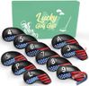 FINGER TEN Magnetic Golf Iron Headcovers Value 11 Pack, Durable PU Leather with Embroidered Numbers for Easy Identification, Multiple Colors Available Fits Most Iron Clubs (Black-USA Flag)