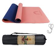 Bodylastics Yoga Mat for Men and Women with Carry Bag TPE 6ft x 2ft x 6mm Large Size Anti Slip & Anti Tear Workout Mat (Pink/Blue)