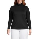 Lands' End Women's Lightweight Jersey Skimming Long Sleeve Turtleneck, Black, XX-Large Plus