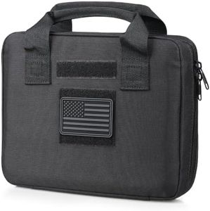 LIVANS Tactical Pistol Handgun Case Bag, Gun Case Soft Gun Carrying Storage Bag Square Pistol Shooting Range Bag Dual Padded Firearm Case Handgun Pouch