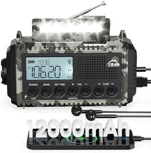 Roxicosly Emergency Wind Up Radio,12000mAh Rechargeable Solar Hand Crank Radio,Portable AM/FM/SW Radio with Torch & Reading Lamp,USB Charger,SOS Alarm,IPX6,Headphone Jack for Camping,Hiking,Work Grey