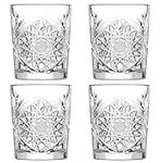 Libbey Hobstar Double Old Fashioned Glasses 12oz / 340ml - Set of 4 - Vintage Cut Glass Whisky Tumblers by