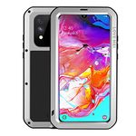 Simicoo Samsung A30 Metal Military Rugged Silicone Case Full Body Cover Built-in Gorilla Glass Heavy Duty Hybrid Shockproof Armor Impact Drop Protection Case for Galaxy A30 A20 (A20/A30, Sliver)