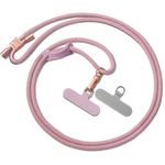 SURPHY Phone Lanyard with Patch, Adjustable Crossbody Phone Strap, Neck Phone Holder Compatible with Most Phones, Airpods, Key Lanyard and more, Pink & Purple