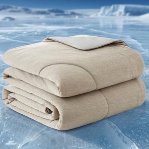 PHF Cooling Blanket King Size for Hot Sleepers Night Sweats, Soft Quilted Cooling Comforter, Lightweight Breathable Cold Blanket, 108"x90", Khaki
