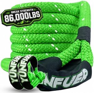 YUNFUER Heavy-Duty Kinetic Recovery Rope Kit – 86,000lbs, 1.5in x 30ft – Includes 2 Ultra-Strong UHMWPE Soft Shackles – 35%+ Elasticity for Off-Road Recovery, Towing & Emergency Use (Reflective)