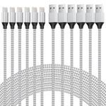 [Apple MFi Certified] 6 Pack iPhone Charger Fast Charging Lightning Cable (3/3/6/6/6/10 ft) for 14 Pro/13 mini/13/12/11 Pro MAX/XR/XS/8/7/Plus/6S/SE/iPad, Silver