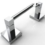 WZRUA Toilet Roll Holder Wall Mounted, Drilling Double Post Pivoting Square Tissue Roll Holder, Chrome SUS304 Stainless Steel Paper Holder for Toilet, WC, Bathroom