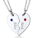 Friendship Necklace for 2 Stainless Steel Couples Heart Puzzle Pendant Necklace Gifts for Bff Friends