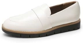 DREAM PAIRS Women's Loafers, Slip-On Business Casual Work Shoes,Size 10,White-Pu,DWUMLS2506