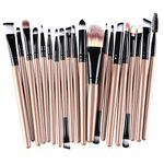 KOLIGHT Set of 20pcs Cosmetic Makeup Brushes Set Powder Foundation Eyeliner Eyeshadow Lip Brush for Beautiful Female (Gold+Black)