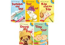 Phonics Story Book- Read with Phonics-Tat the Cat, Jumbo the Jet, Kip and his Zip, Tiny Tot, Doug the Poug (Set of 5 Stories) | Phonic Sound Stories Book for Kids Ages 3-7 Years |Sight Words and Sentences | Phonics Building | Vowels Sounds | Letter Sounds | Phonetic Reader Books for Kids | Single Line Story Books for Kids | Combo