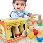 shumee Wooden Bowling Set for Ages 2+ with 6 Pins & 1 Ball | Coordination & Fine Motor Skill Toys for Kids | Activity Toys for 2-5 Years Old | Durable & Lightweight | Ideal Gift
