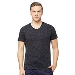 Sporto Men's Combed Cotton Solid V-Neck T-Shirt | Modern Slim Fit | Black Flakes