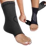 Modetro Sports Ankle Brace 2 Pack, Ankle Support for Ligament Damage, Compression Support Sleeve Socks w/Strap, Achilles Tendonitis Support, Black Plantar Fasciitis Foot Support for Men, Women