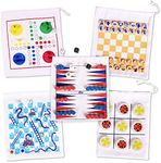 IQ Toys Travel Board Games Set Includes Chess Set, Snakes and Ladders, Backgammon, Ludo, and Tic Tac Toe, 5 Mini Travel Size Games with Individual Bags, for Kids and Adults on The Go