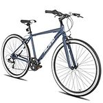 Hiland Mens and Womens Hybrid Bike, Step-Over or Step-Through Frame, 700C Wheels Urban Commuter Bike, Shimano Drivetrain 7 Speeds Road Bicycle for Adult