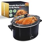 Slow Cooker Extra Large 10-Quart - Cooking Slow Cookers Pot with Lid, for Family Size 8+ People for 12 Lb Roast, 10 LB Turkey, Entrees, Sauces, Stews & Dips, Black