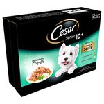 Cesar Deliciously Fresh - Wet Dog Food for Senior Dogs 10+ Mixed Selection in Sauce, 48 Pouches (6 x 8 x 100 g)