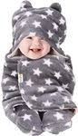 OYO BABY Baby Blankets New Born Babies | Pack of 1, Super Soft Baby Wrapper Baby Sleeping Bag for Baby Boys, Baby Girls, Babies (76cm x 70cm, 0-6 Months, Fleece, Skin Friendly, Star Grey)