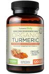 Organic Turmeric Curcumin Capsules 1420mg High Strength Serving with Black Pepper & Ginger for Maximum Absorption of Curcumin | 120 Veg Capsules - Certified Organic Supplement