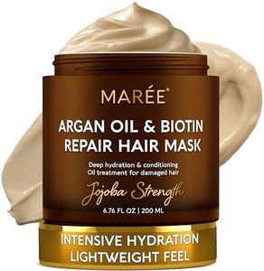 MAREE Deep Conditioning Hair Mask for Damaged Hair – Argan Oil & Biotin Jojoba Hair Treatment – Hair Repair Mask for Dry, Curly, Frizzy Color-Treated Hair Care – Mascarilla Para el Cabello Hidratante