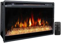 Oxhark Flame 26 Inches Electric Fireplace Inserts, Recessed Fireplace Electric with Remote Control, Crystal, Overheating Protection and Timer, 1500W Black
