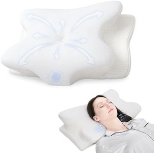 RUMMY Cervical Memory Foam Ergonomic Neck Pillow Removable Washable pillowcase, for Orthopedic Sleeping Neck Pain and Stomach Sleepers(Ivory white,62x35x13cm)