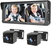 Ecoyoca 2 Kids Baby Car Camera HD 1080P Baby Car Mirror 6.9” Split-Screen Display with Night Vision & Wide View Angle, Easy Installation Baby Monitor for Backseat, Universal Fit All Cars Car Models