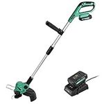 20V Cordless String Trimmer, Yardlab 7-Position Angle Adjustable Wheeled Edger Trimmer with 2.0Ah Battery Charger for Lawn Trimming, 12.6-inch Cutting