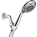 Marcoware ABS 2 In 1 Multi Function 6 Mode Bathroom Hand Shower/Overhead Shower Set with Hose & Overhead Shower Adapter, Chrome, Polished Finish