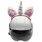 Cute Helmet Accessories, Motorcycle Helmet Horn, Helmet Sticker Decoration, for Children and Adults, Used for Skiing, Cycling, and ice Skating (Rainbow Unicorn)