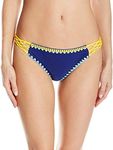 Jessica Simpson Women's Woodstock Whipstitch Side Braided Hipster Bikini Bottom, Marine, Small