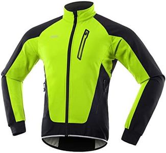 ARSUXEO Men's Winter Cycling Jacket Thermal Fleece Softshell Mountain Bike Outwear Windproof Waterproof 20B, Green, Small