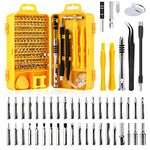 Apsung 110 in 1 Screwdriver Set with Slotted, Phillips, Torx& More Bits, Non-Slip Magnetic Precision Electronics Tool Kit for Repair iPhone, Android, Computer, Laptop, Watch, Glasses, PC etc (Yellow)