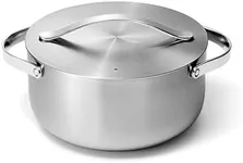 Caraway Stainless Steel Dutch Oven (6.5 Qt) - 5-Ply Stainless Steel - Oven Safe & Stovetop Agnostic - Non Toxic, PTFE & PFOA Free
