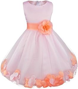 FEESHOW Girls' Wedding Pageant Flower Girls' Dress Bridesmaid Formal Party Graduation 5 Pink/Orange
