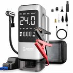 Cockatoo ATJ-9366-V Portable Tyre Inflator & 8000mAh Car Jump Starter with Air Compressor, Vacuum Cleaner, LED Display, Emergency Light & USB Output – Supports 6.0L Gas/3.0L Diesel Engines